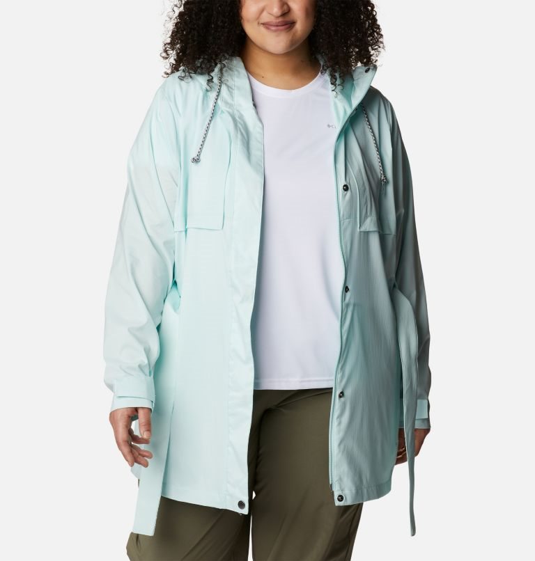 Women's Columbia Pardon My Trench Rain Jackets Turquoise | Plus Size CA-Q1834
